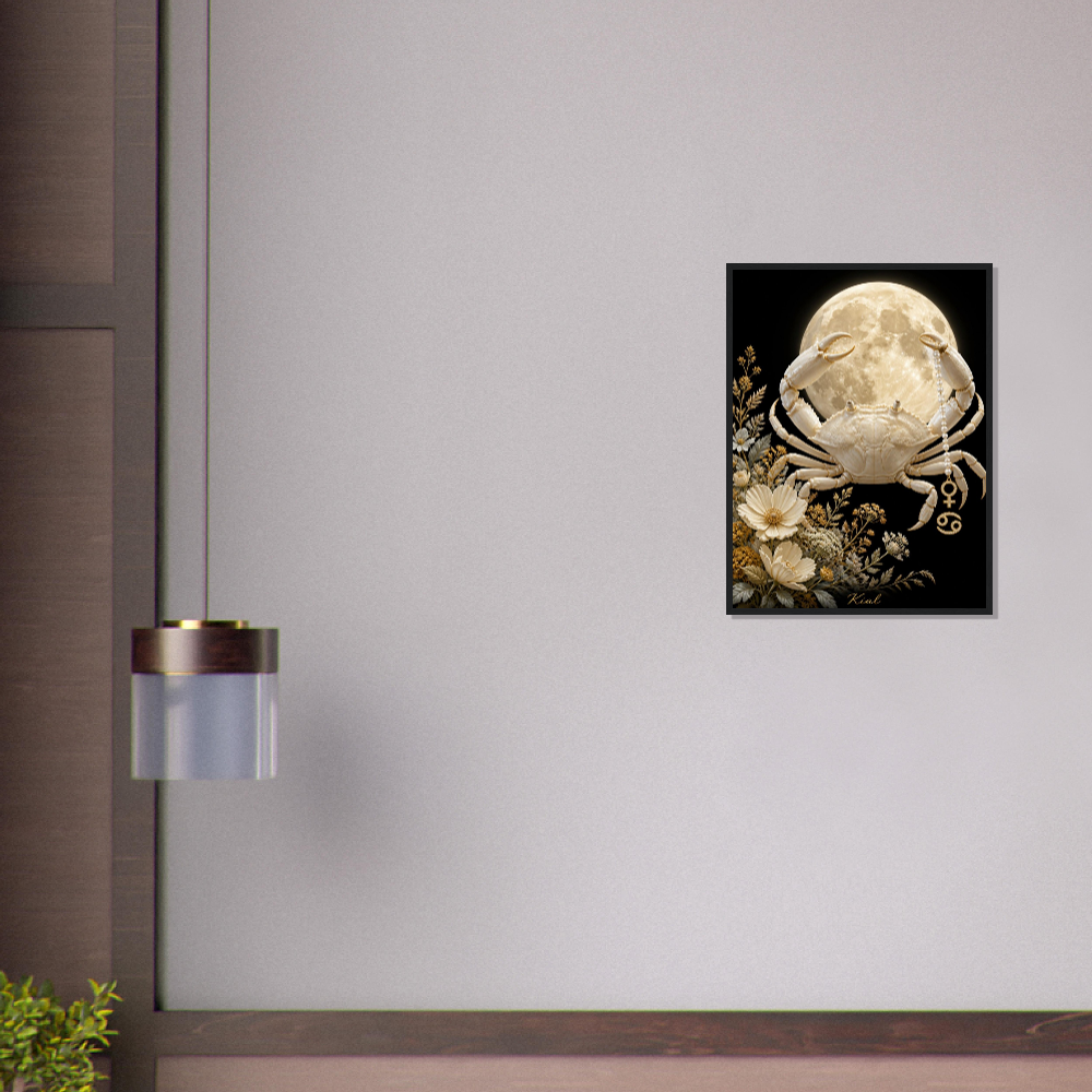 Cancer Zodiac Crab Poster, Gold Wall Art, Astrology Canvas, Crab Portrait, Zodiac Gift for Her, Danish Art Studio