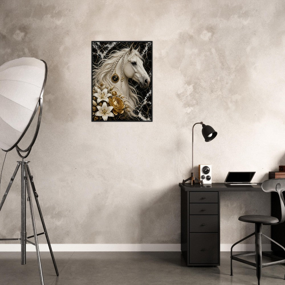 Sagittarius Zodiac Horse Poster, Gold Wall Art, Zodiac Gift for Him, Danish Art Studio