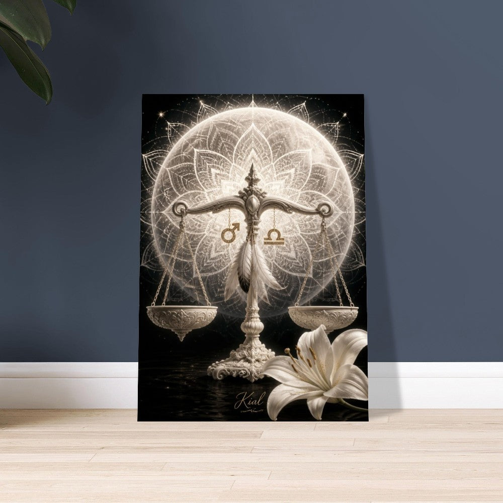 Libra Zodiac Scales Poster, Gold Wall Art, Astrology Canvas, Scales Portrait, Zodiac Gift for Him, Danish Art Studio