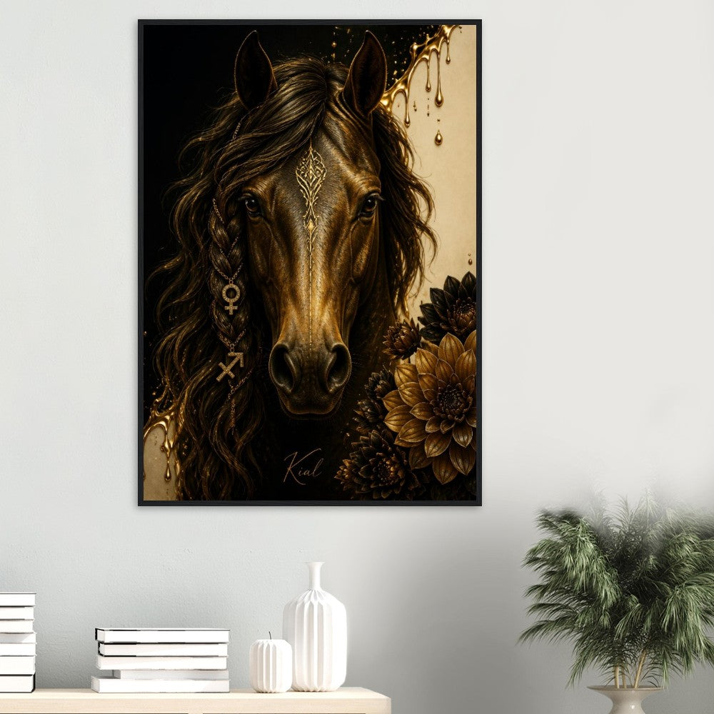 Sagittarius Zodiac Horse Poster, Gold Wall Art, Zodiac Gift for Her, Danish Art Studio