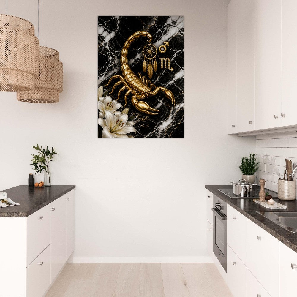 Scorpio Zodiac Scorpion Poster, Gold Wall Art, Zodiac Gift for Him, Danish Art Studio