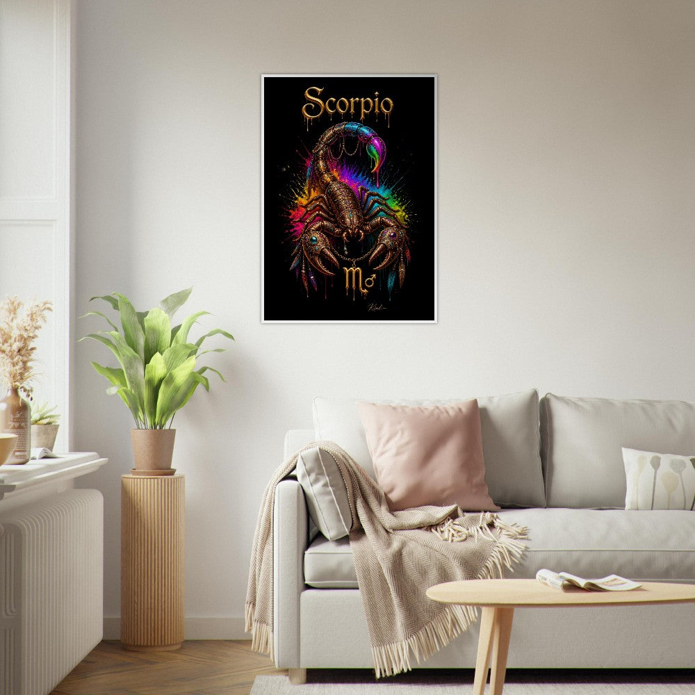Scorpio Neon Zodiac Scorpion Poster, Colorful Wall Art, Zodiac Gift for Him, Danish Art Studio