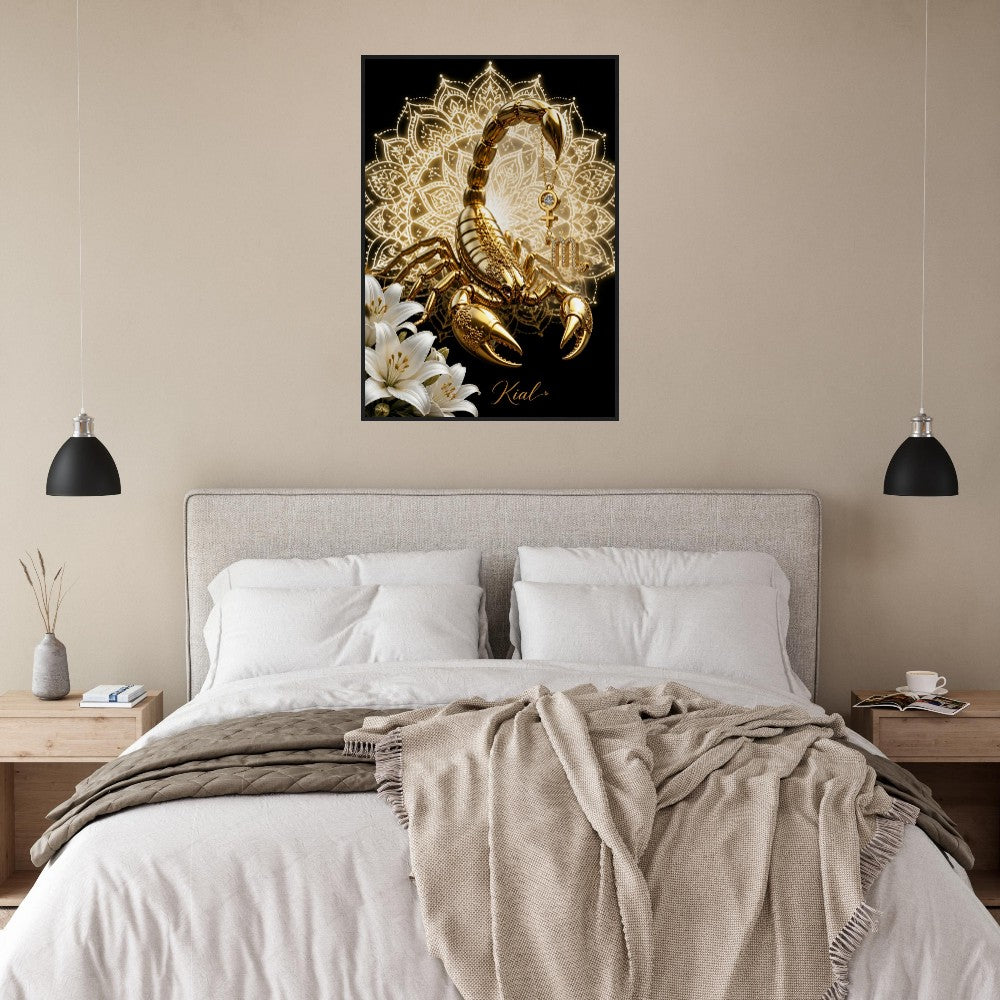 Scorpio Zodiac Scorpion Poster, Gold Wall Art, Zodiac Gift for Her, Danish Art Studio