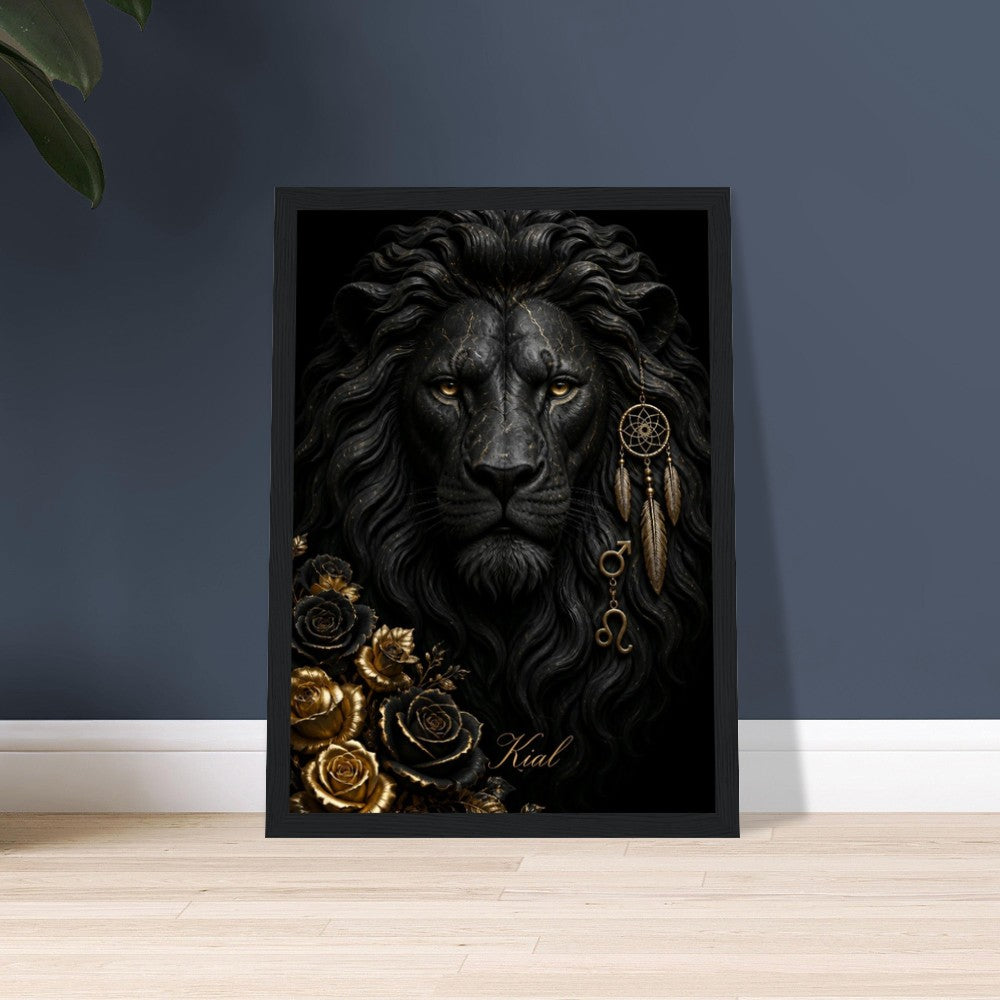 Leo Zodiac Lion Poster, Gold Wall Art, Astrology Canvas, Lion Portrait, Zodiac Gift for Him, Danish Art Studio