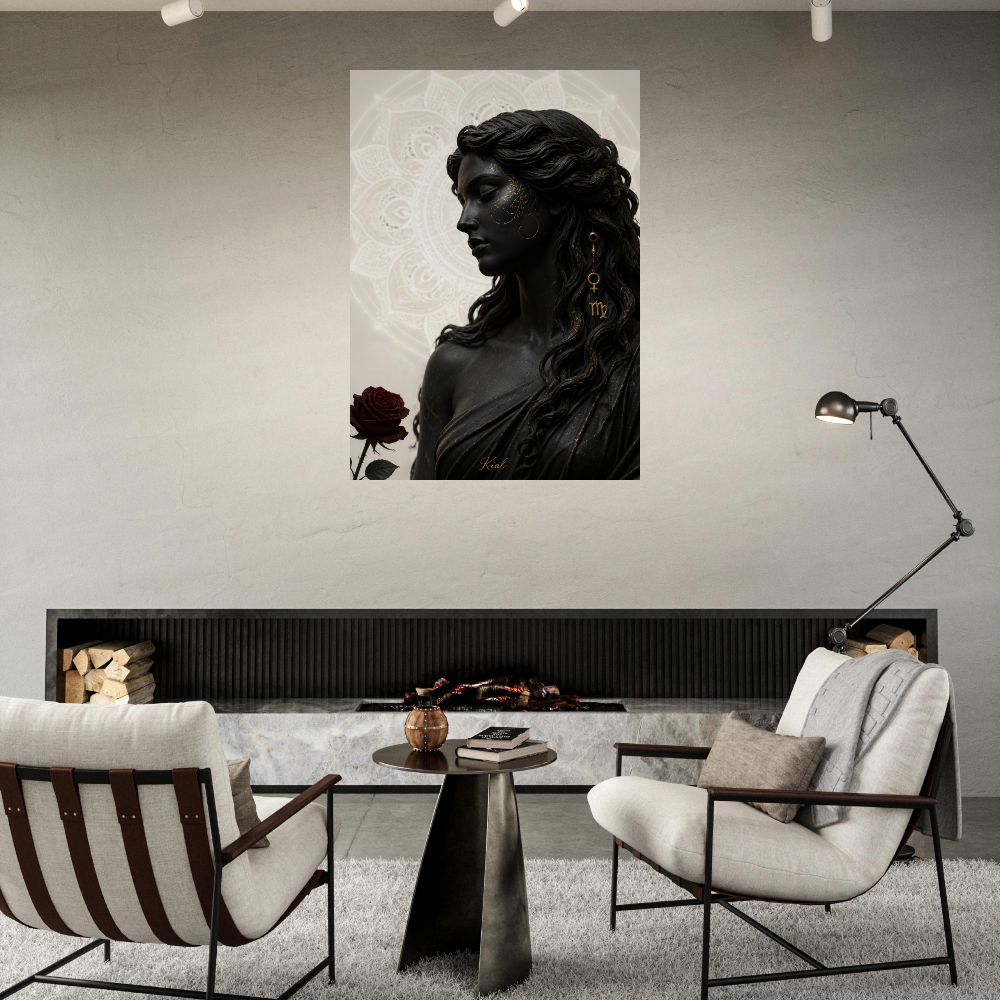 Virgo Zodiac Maiden Poster, Gold Wall Art, Astrology Canvas, Maiden Portrait, Zodiac Gift for Her, Danish Art Studio