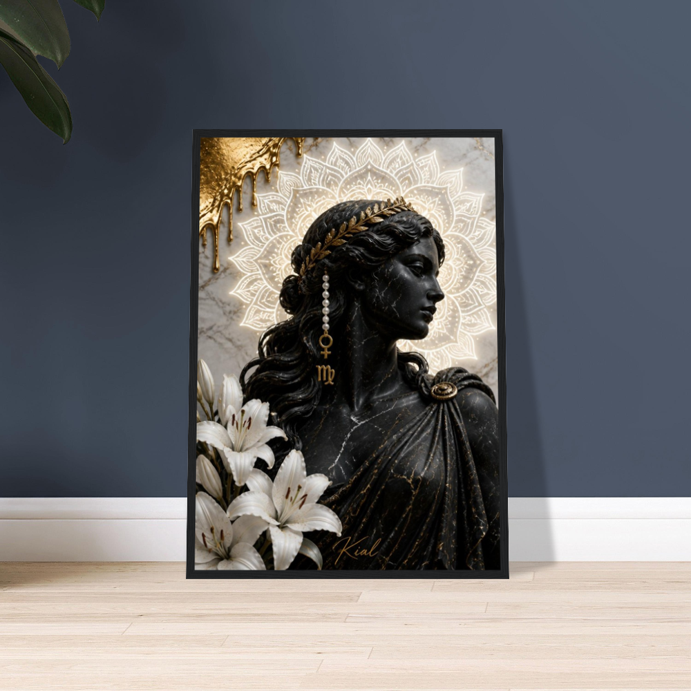 Virgo Zodiac Maiden Poster, Gold Wall Art, Astrology Canvas, Maiden Portrait, Zodiac Gift for Her, Danish Art Studio