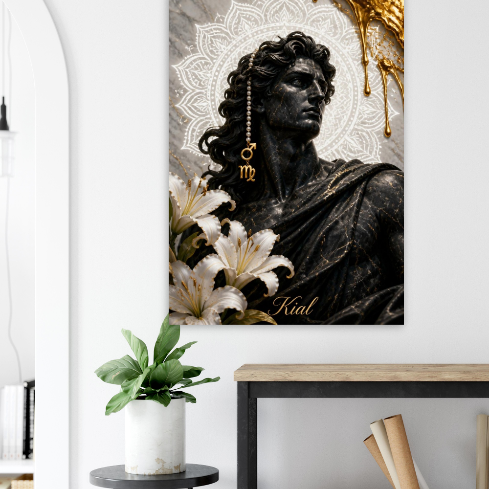 Virgo Zodiac Maiden Poster, Gold Wall Art, Astrology Canvas, Maiden Portrait, Zodiac Gift for Him, Danish Art Studio