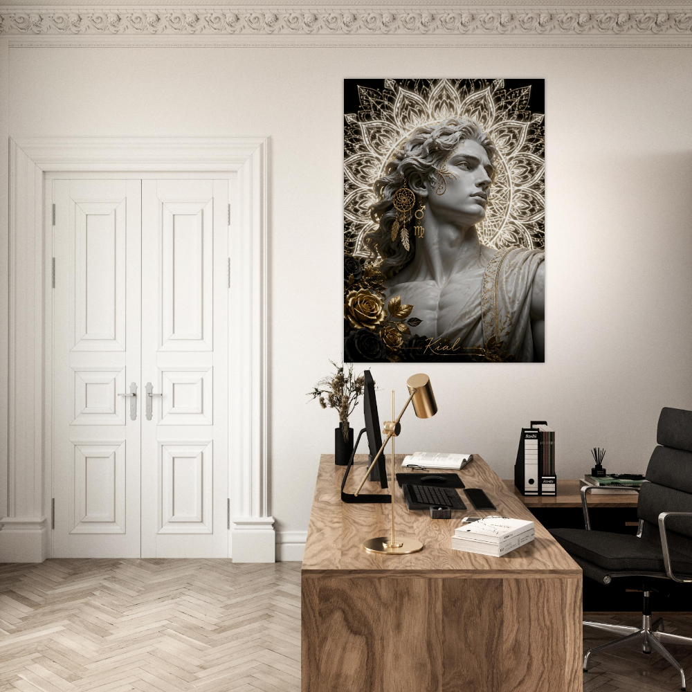 Virgo Zodiac Maiden Poster, Gold Wall Art, Astrology Canvas, Maiden Portrait, Zodiac Gift for Him, Danish Art Studio
