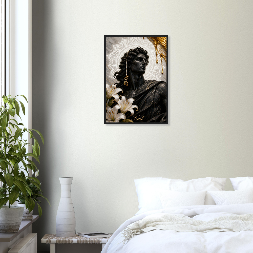 Virgo Zodiac Maiden Poster, Gold Wall Art, Astrology Canvas, Maiden Portrait, Zodiac Gift for Him, Danish Art Studio