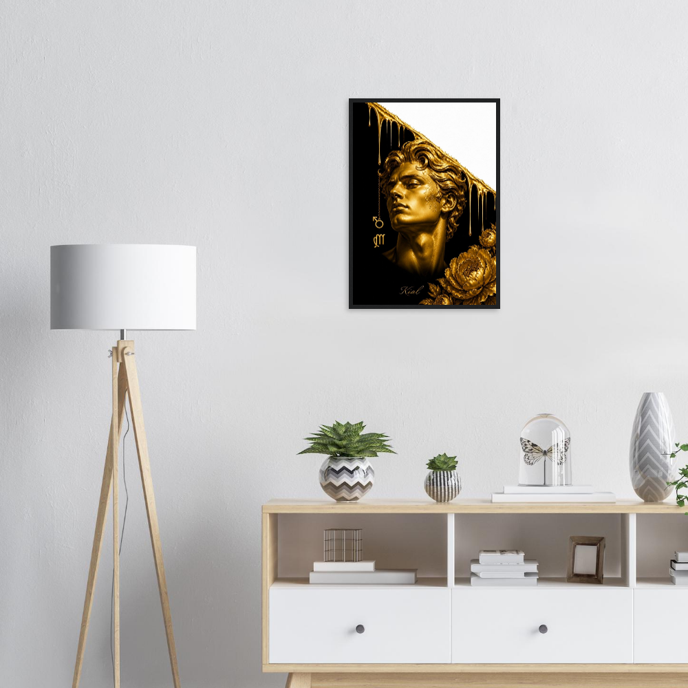 Virgo Zodiac Maiden Poster, Gold Wall Art, Astrology Canvas, Maiden Portrait, Zodiac Gift for Her, Danish Art Studio