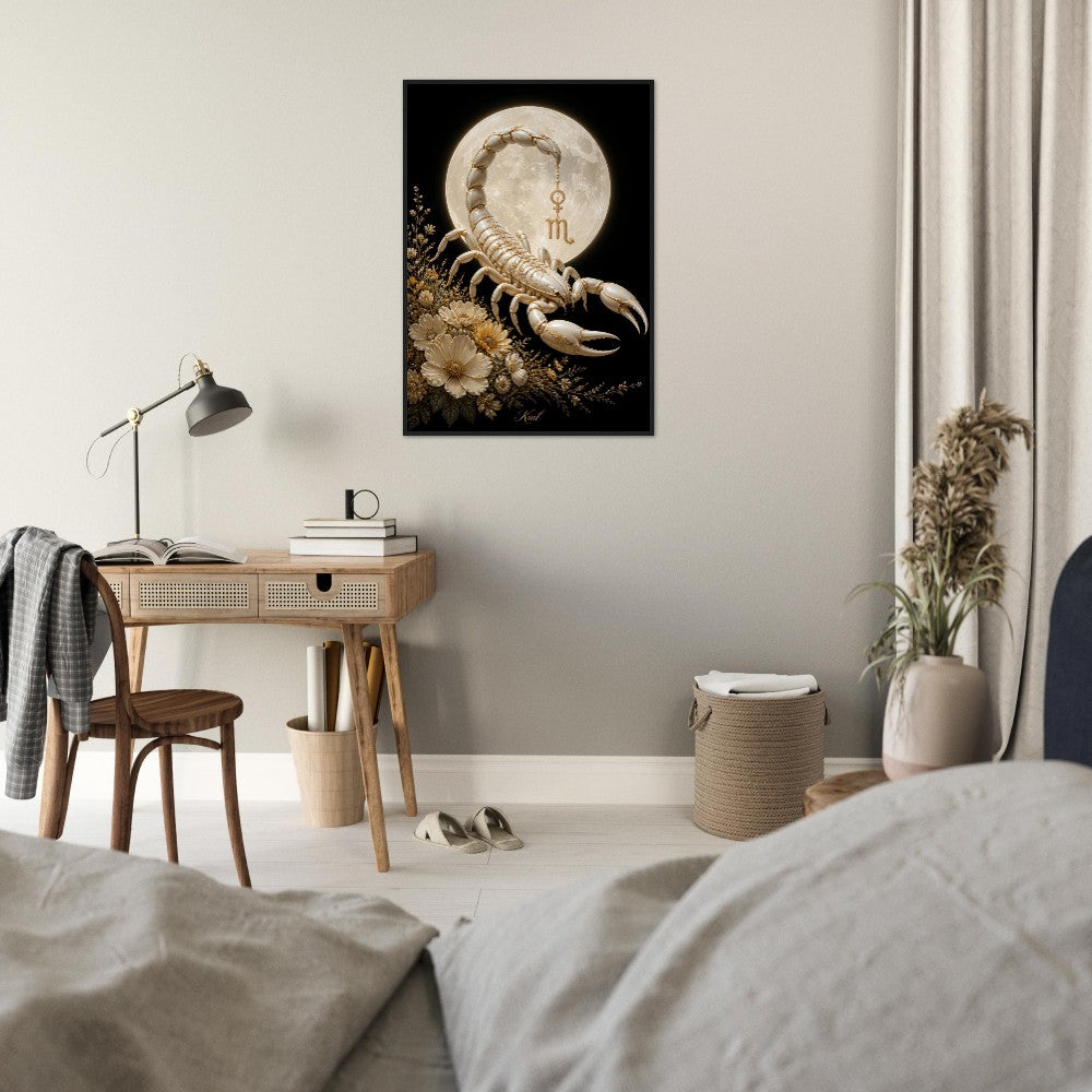 Scorpio Zodiac Scorpion Poster, Gold Wall Art, Zodiac Gift for Her, Danish Art Studio