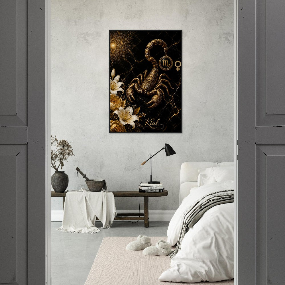 Scorpio Zodiac Scorpion Poster, Gold Wall Art, Zodiac Gift for Her, Danish Art Studio