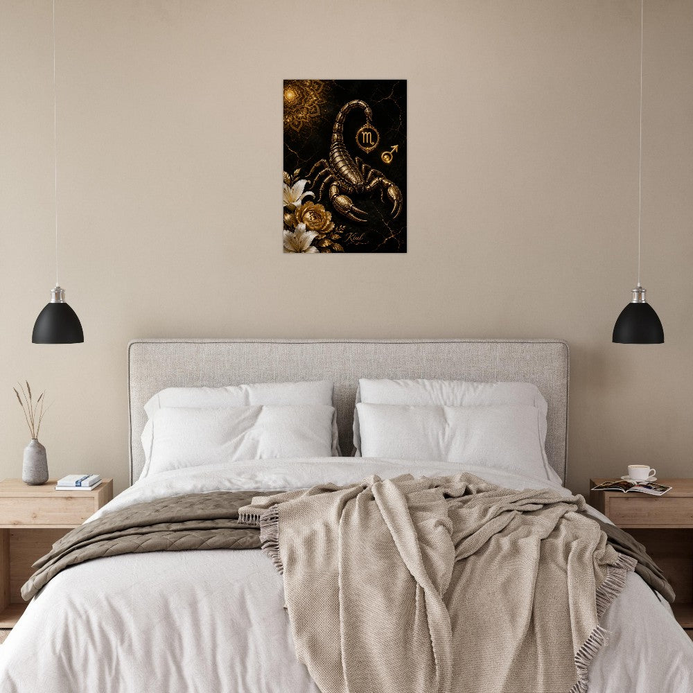 Scorpio Zodiac Scorpion Poster, Gold Wall Art, Zodiac Gift for Him, Danish Art Studio