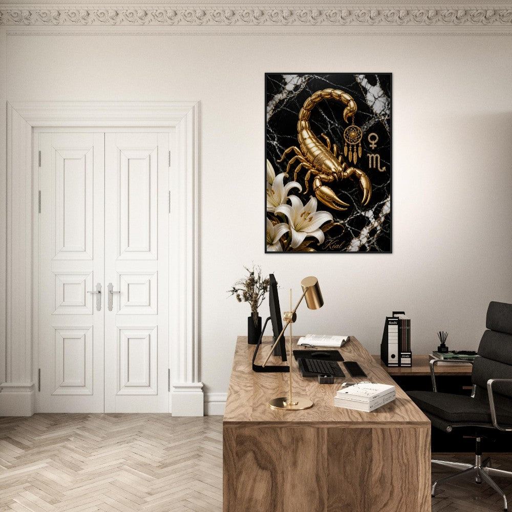 Scorpio Zodiac Scorpion Poster, Gold Wall Art, Zodiac Gift for Her, Danish Art Studio
