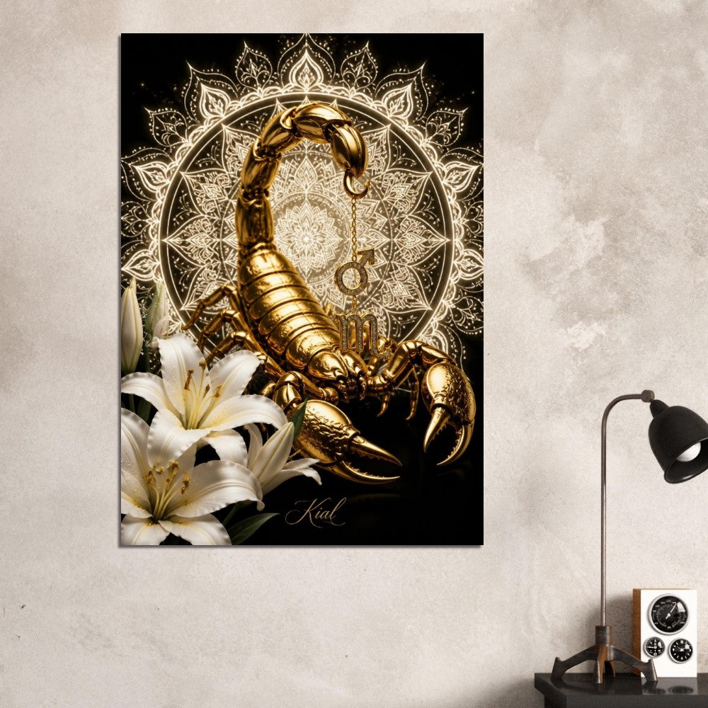 Scorpio Zodiac Scorpion Poster, Gold Wall Art, Zodiac Gift for Him, Danish Art Studio