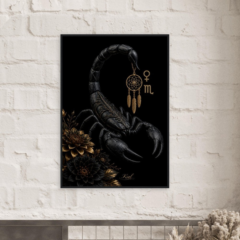 Scorpio Zodiac Scorpion Poster, Gold Wall Art, Zodiac Gift for Her, Danish Art Studio