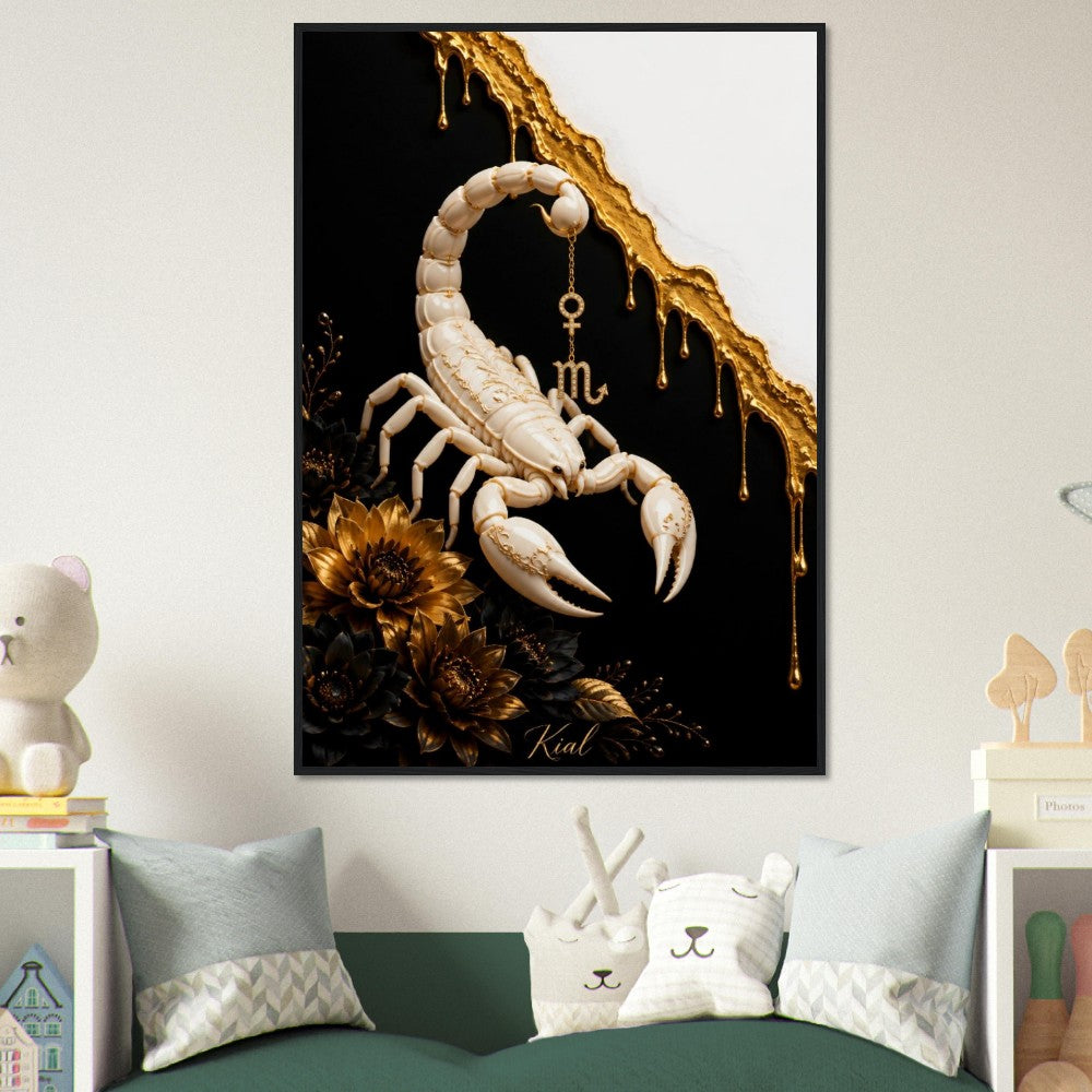 Scorpio Zodiac Scorpion Poster, Gold Wall Art, Zodiac Gift for Her, Danish Art Studio