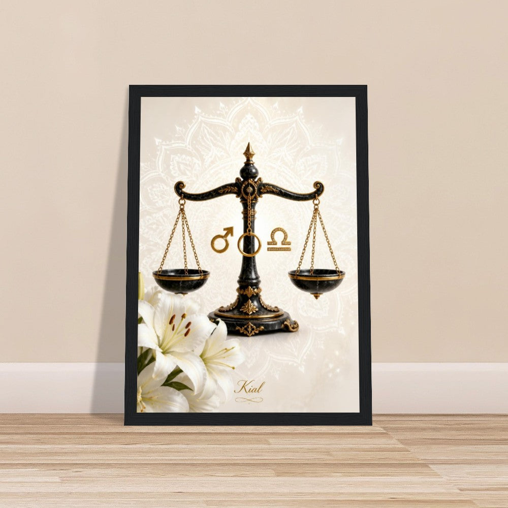 Libra Zodiac Scales Poster, Gold Wall Art, Astrology Canvas, Scales Portrait, Zodiac Gift for Him, Danish Art Studio