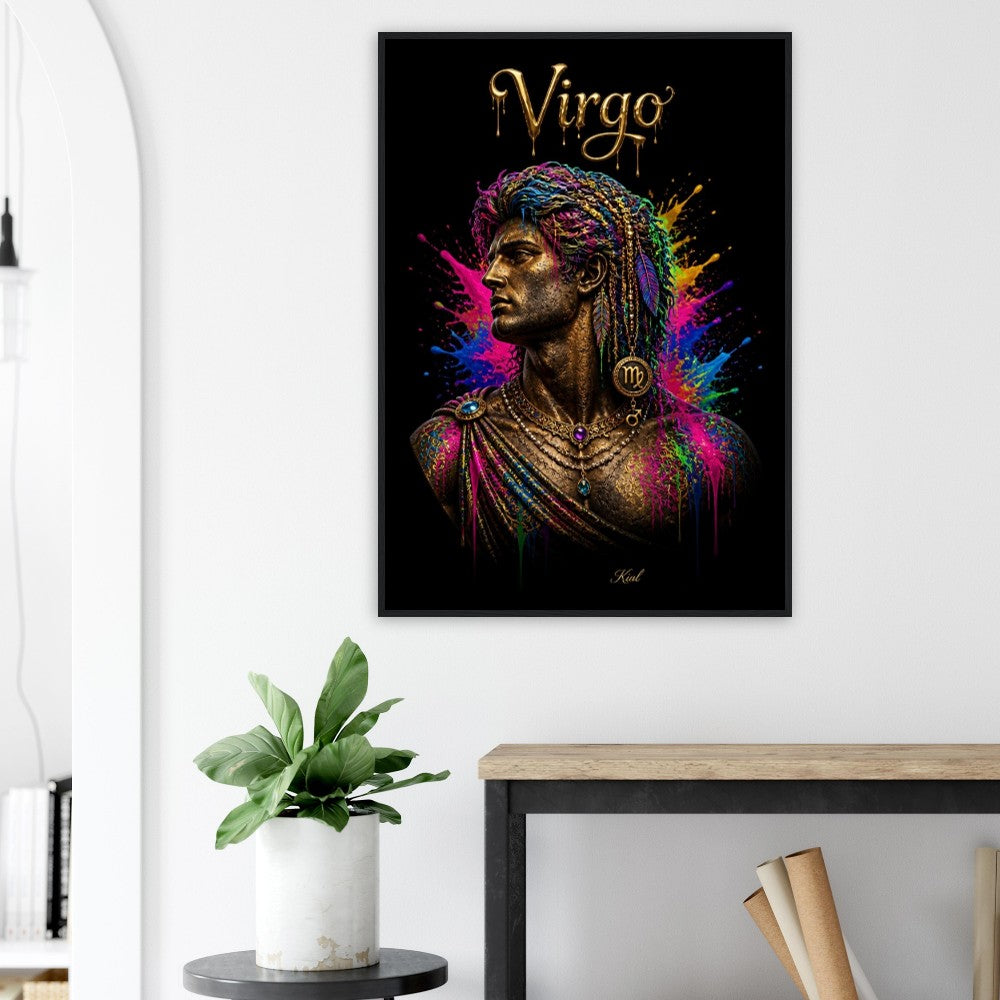 Virgo Neon Zodiac Maiden Poster, Colorful Wall Art, Artistic Astrology Canvas, Zodiac Gift for Him, Danish Art Studio