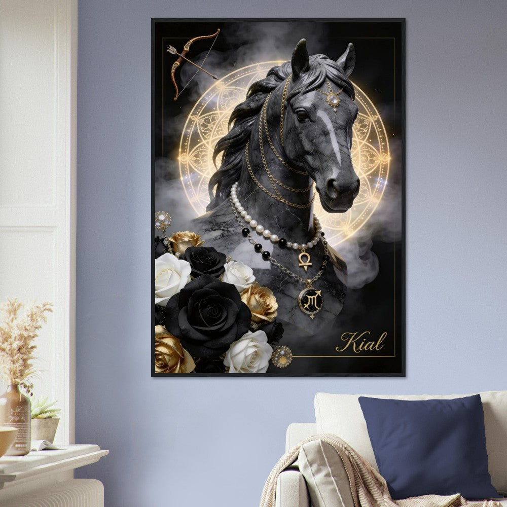 Sagittarius Zodiac Horse Poster, Gold Wall Art, Zodiac Gift for Her, Danish Art Studio