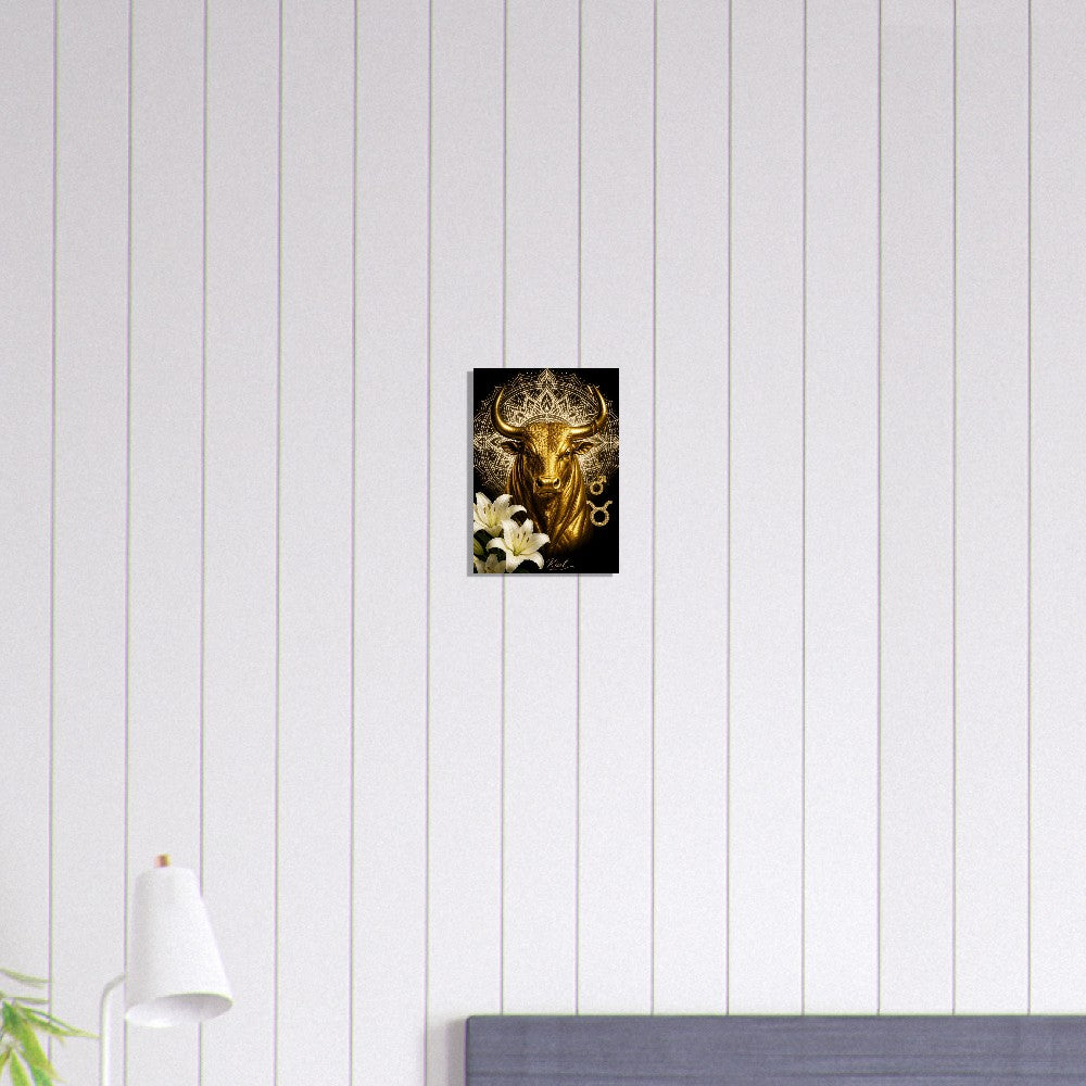Taurus Zodiac Bull Poster, Gold Wall Art, Astrology Canvas, Bull Portrait, Zodiac Gift for Him, Danish Art Studio