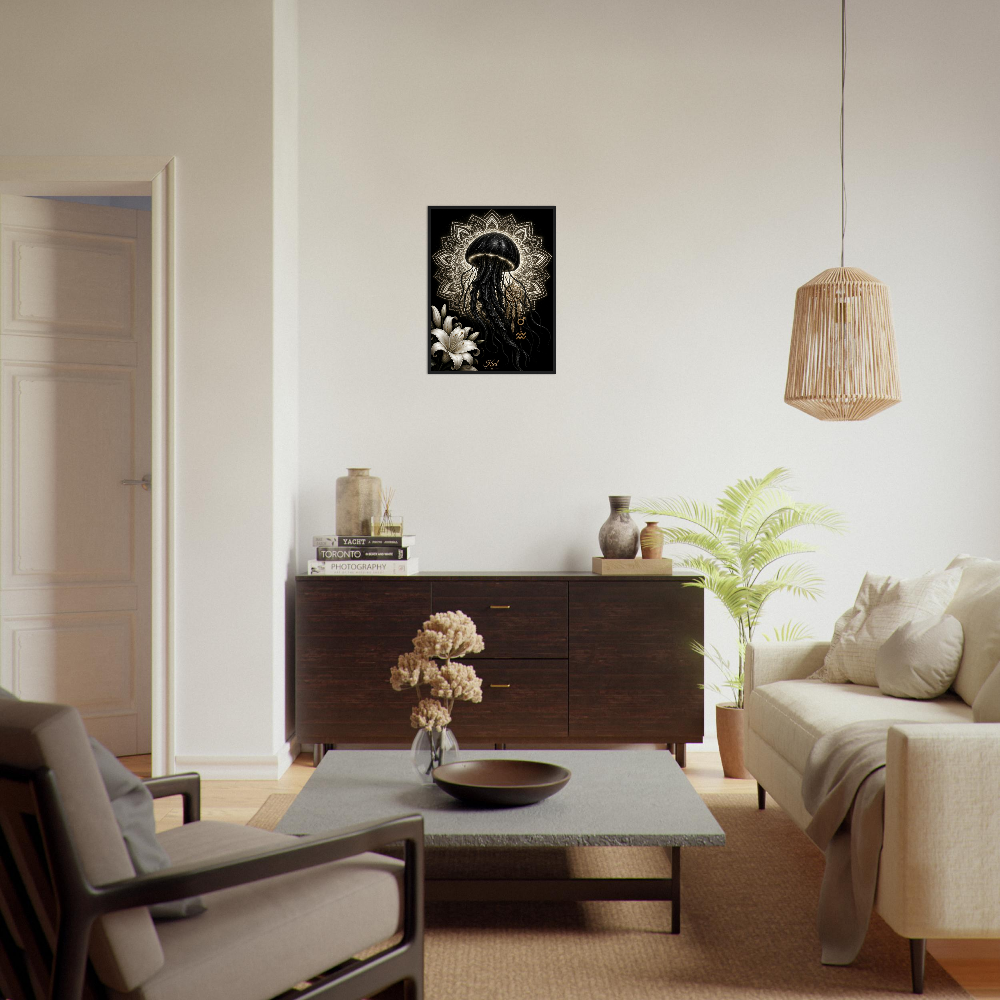 Aquarius Zodiac Jellyfish Poster, Gold Wall Art, Zodiac Gift for Him, Danish Art Studio