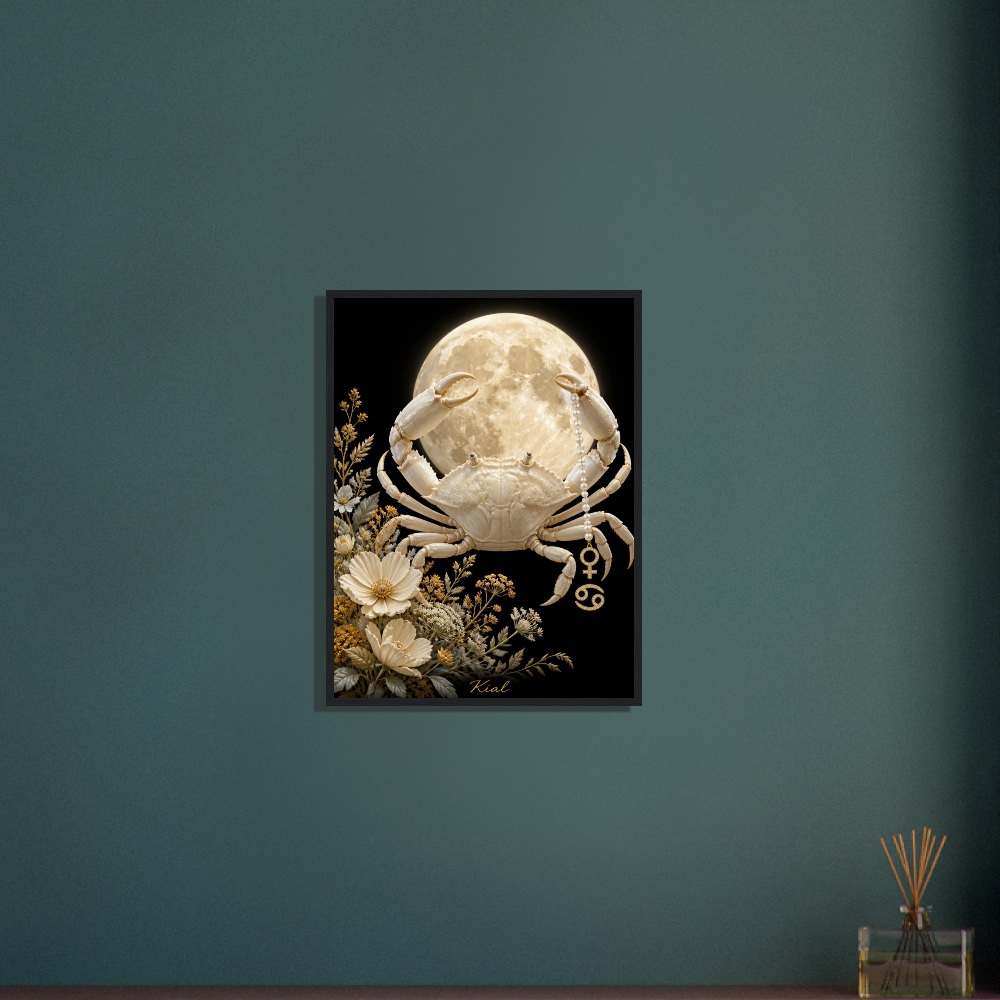 Cancer Zodiac Crab Poster, Gold Wall Art, Astrology Canvas, Crab Portrait, Zodiac Gift for Her, Danish Art Studio