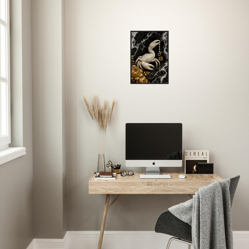 Cancer Zodiac Crab Poster, Gold Wall Art, Astrology Canvas, Crab Portrait, Zodiac Gift for Him, Danish Art Studio