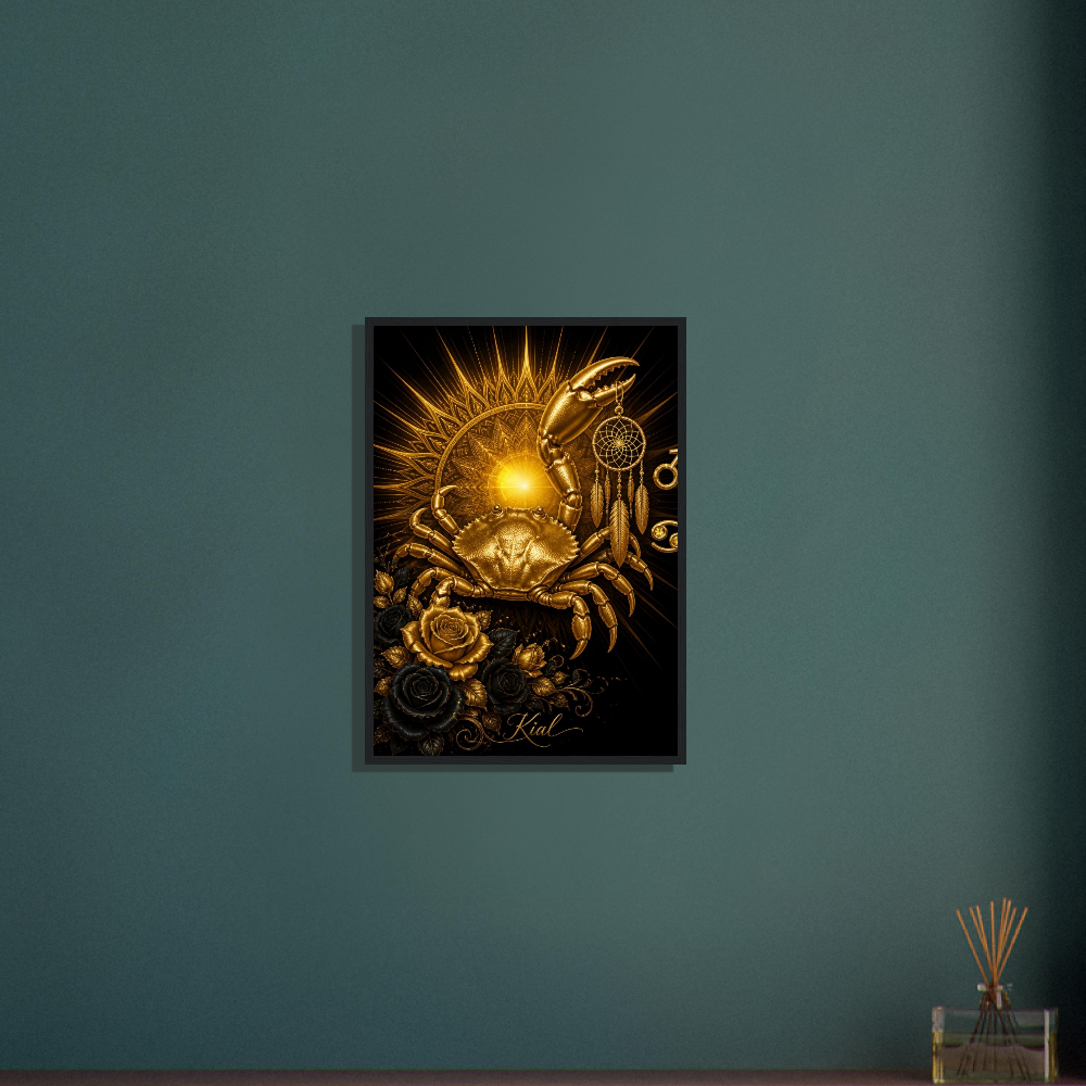 Cancer Zodiac Crab Poster, Gold Wall Art, Astrology Canvas, Crab Portrait, Zodiac Gift for Him, Danish Art Studio