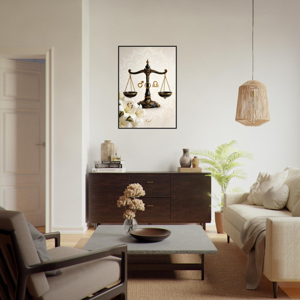 Libra Zodiac Scales Poster, Gold Wall Art, Astrology Canvas, Scales Portrait, Zodiac Gift for Him, Danish Art Studio