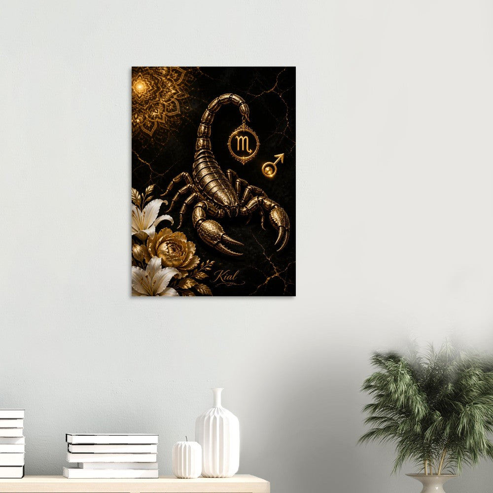Scorpio Zodiac Scorpion Poster, Gold Wall Art, Zodiac Gift for Him, Danish Art Studio