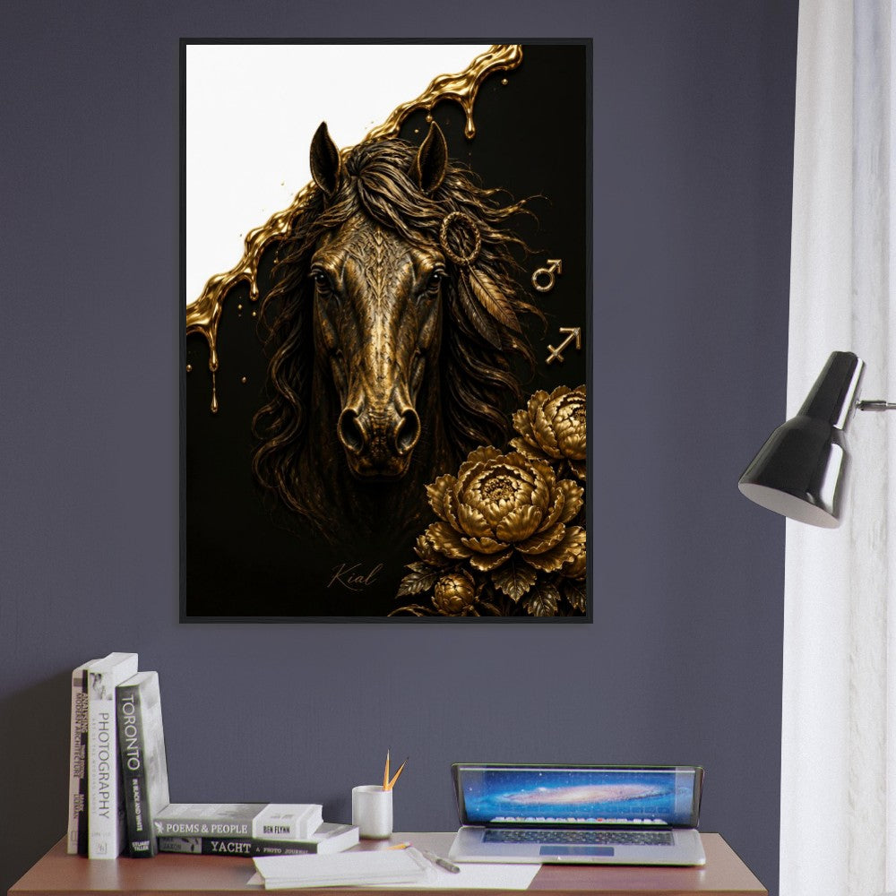 Sagittarius Zodiac Horse Poster, Gold Wall Art, Zodiac Gift for Him, Danish Art Studio