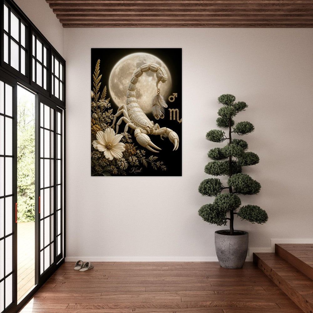 Scorpio Zodiac Scorpion Poster, Gold Wall Art, Zodiac Gift for Him, Danish Art Studio