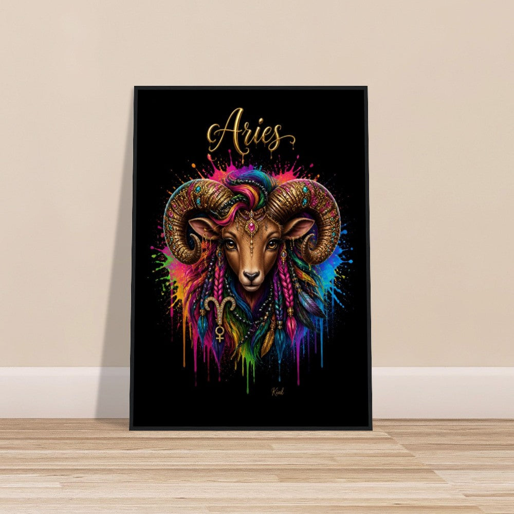 Vædderen Neon Stjernetegn Vædder Plakat, Farverig Vægkunst, Kunstnerisk Astrologi Lærred, Stjernetegn Gave til Hende, Dansk Kunststudio