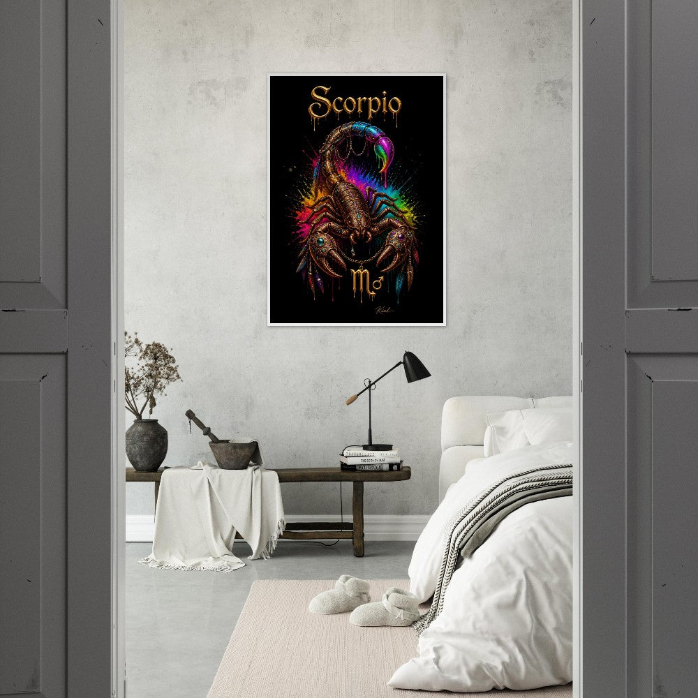 Scorpio Neon Zodiac Scorpion Poster, Colorful Wall Art, Zodiac Gift for Him, Danish Art Studio