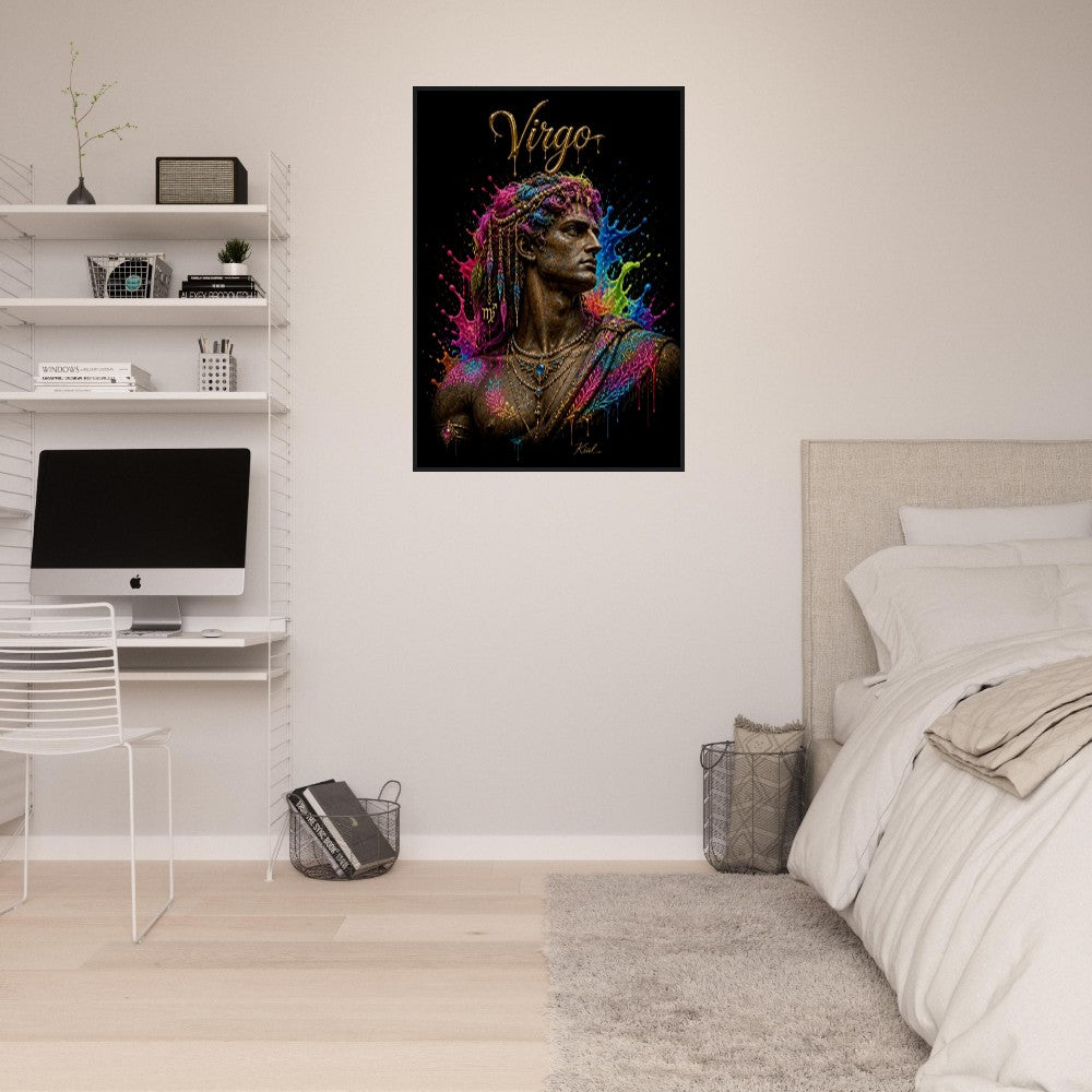 Virgo Neon Zodiac Maiden Poster, Colorful Wall Art, Artistic Astrology Canvas, Zodiac Gift for Him, Danish Art Studio