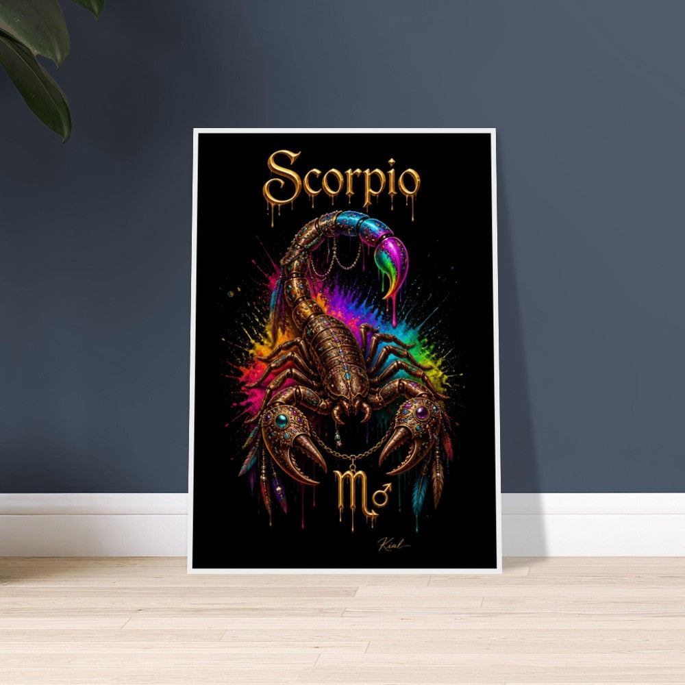 Scorpio Neon Zodiac Scorpion Poster, Colorful Wall Art, Zodiac Gift for Him, Danish Art Studio