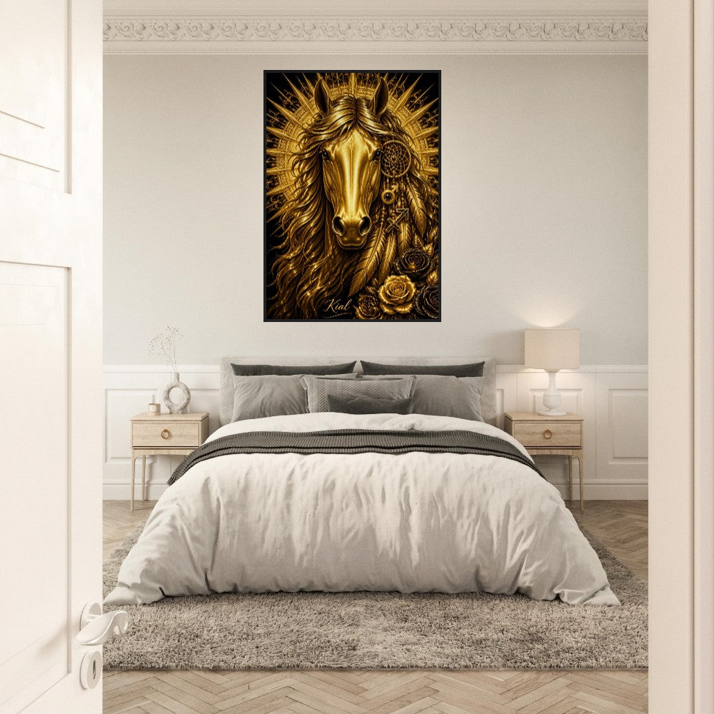 Sagittarius Zodiac Horse Poster, Gold Wall Art, Zodiac Gift for Him, Danish Art Studio
