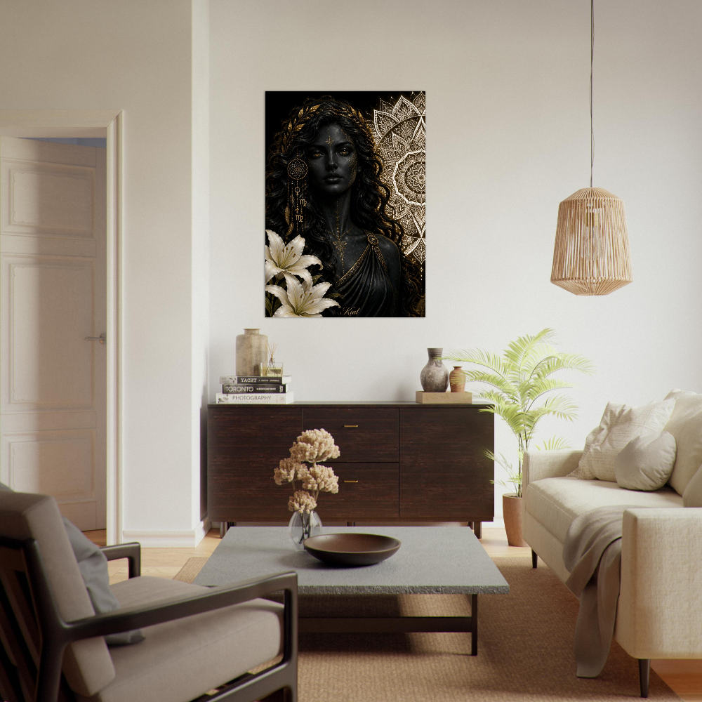 Virgo Zodiac Maiden Poster, Gold Wall Art, Astrology Canvas, Maiden Portrait, Zodiac Gift for Her, Danish Art Studio