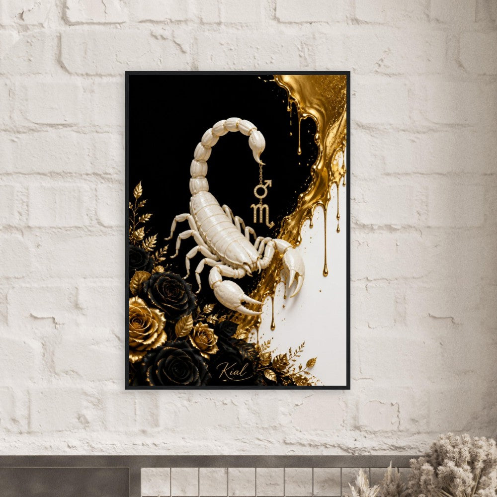 Scorpio Zodiac Scorpion Poster, Gold Wall Art, Zodiac Gift for Him, Danish Art Studio