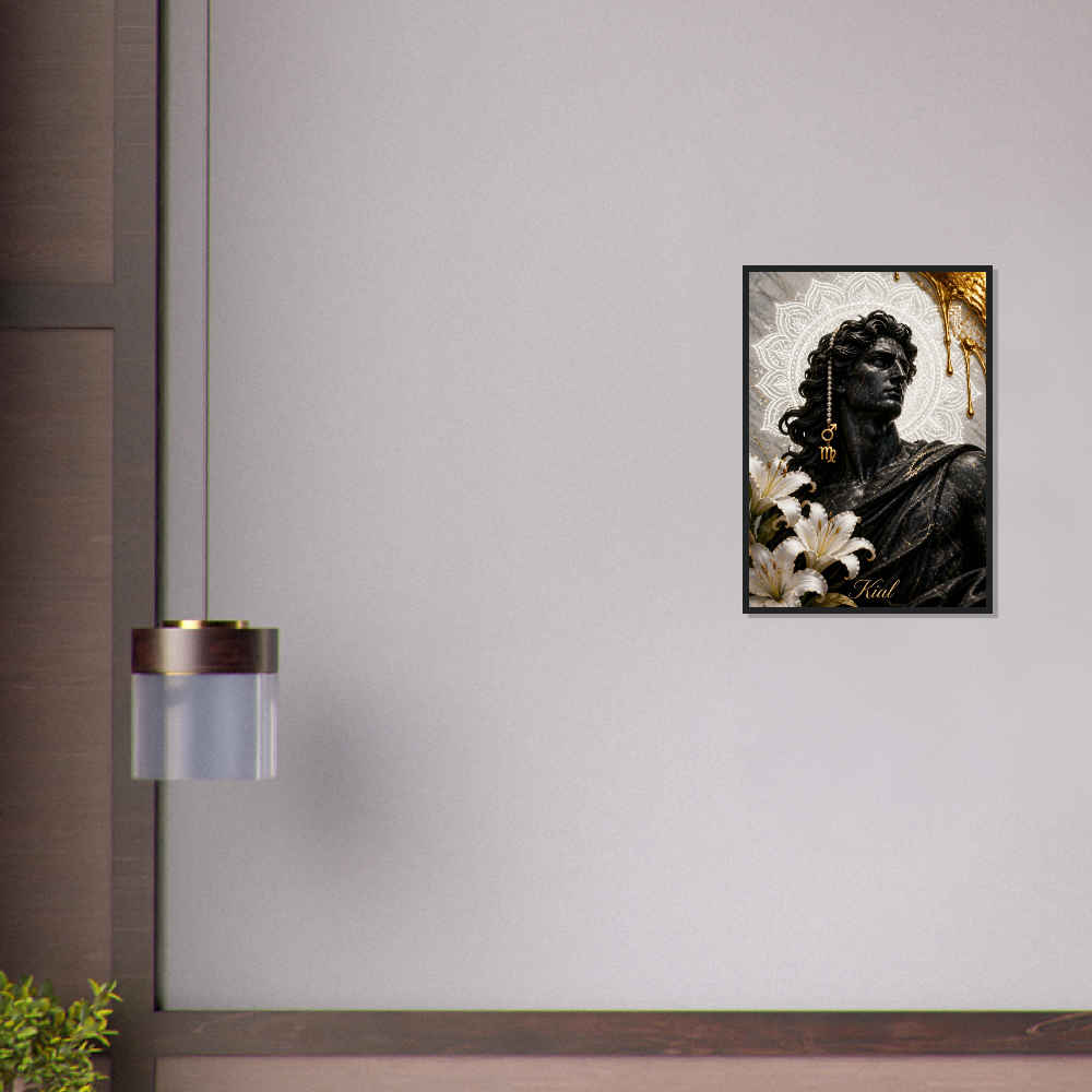 Virgo Zodiac Maiden Poster, Gold Wall Art, Astrology Canvas, Maiden Portrait, Zodiac Gift for Him, Danish Art Studio