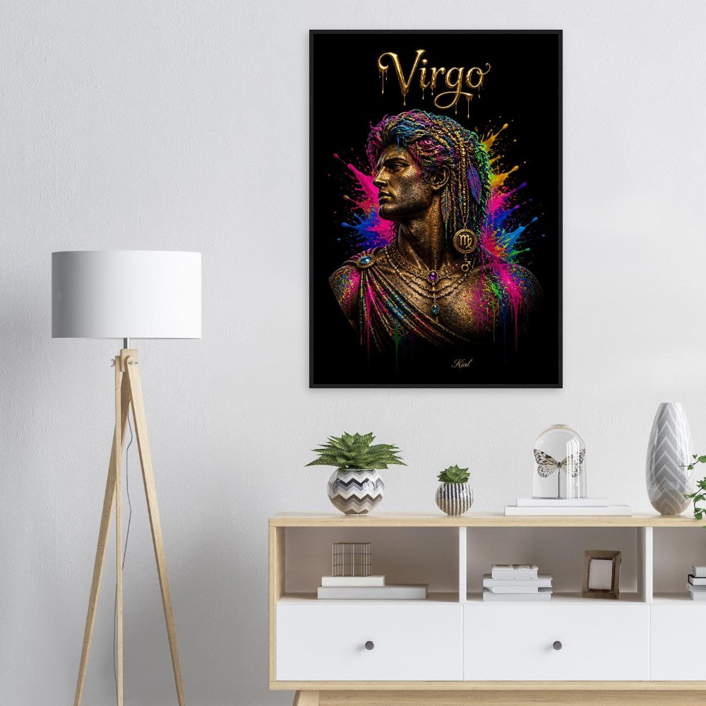 Virgo Neon Zodiac Maiden Poster, Colorful Wall Art, Artistic Astrology Canvas, Zodiac Gift for Him, Danish Art Studio