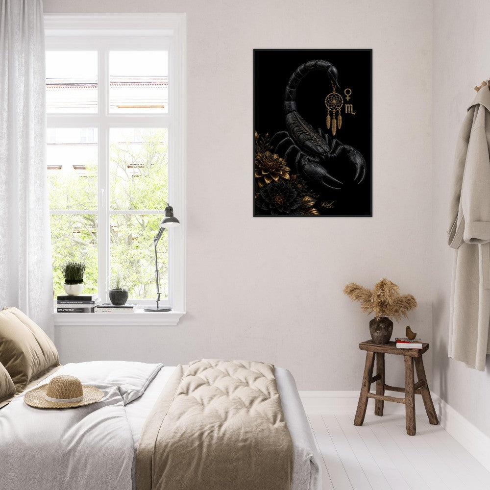 Scorpio Zodiac Scorpion Poster, Gold Wall Art, Zodiac Gift for Her, Danish Art Studio