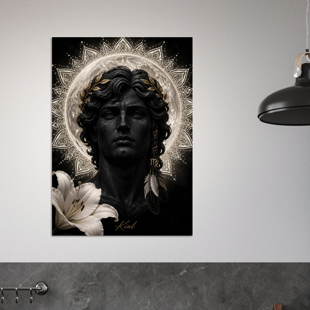 Virgo Zodiac Maiden Poster, Gold Wall Art, Astrology Canvas, Maiden Portrait, Zodiac Gift for Him, Danish Art Studio
