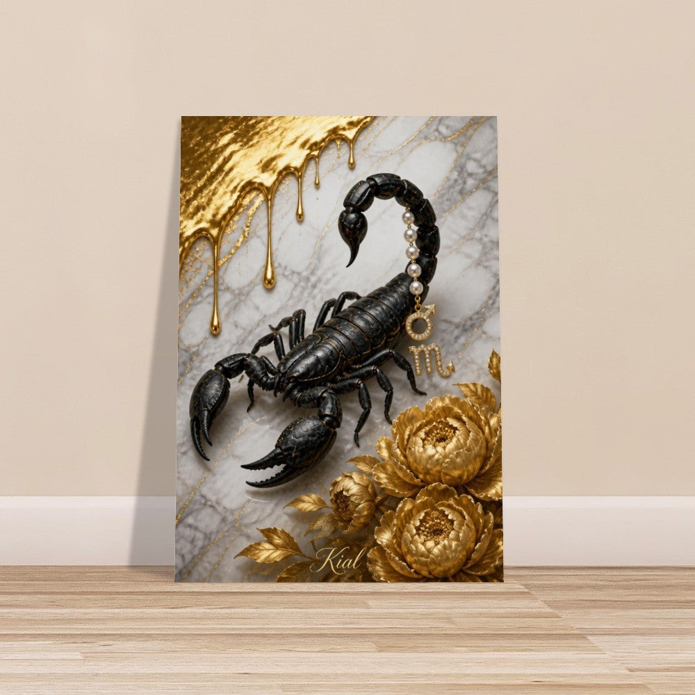 Scorpio Zodiac Scorpion Poster, Gold Wall Art, Zodiac Gift for Him, Danish Art Studio