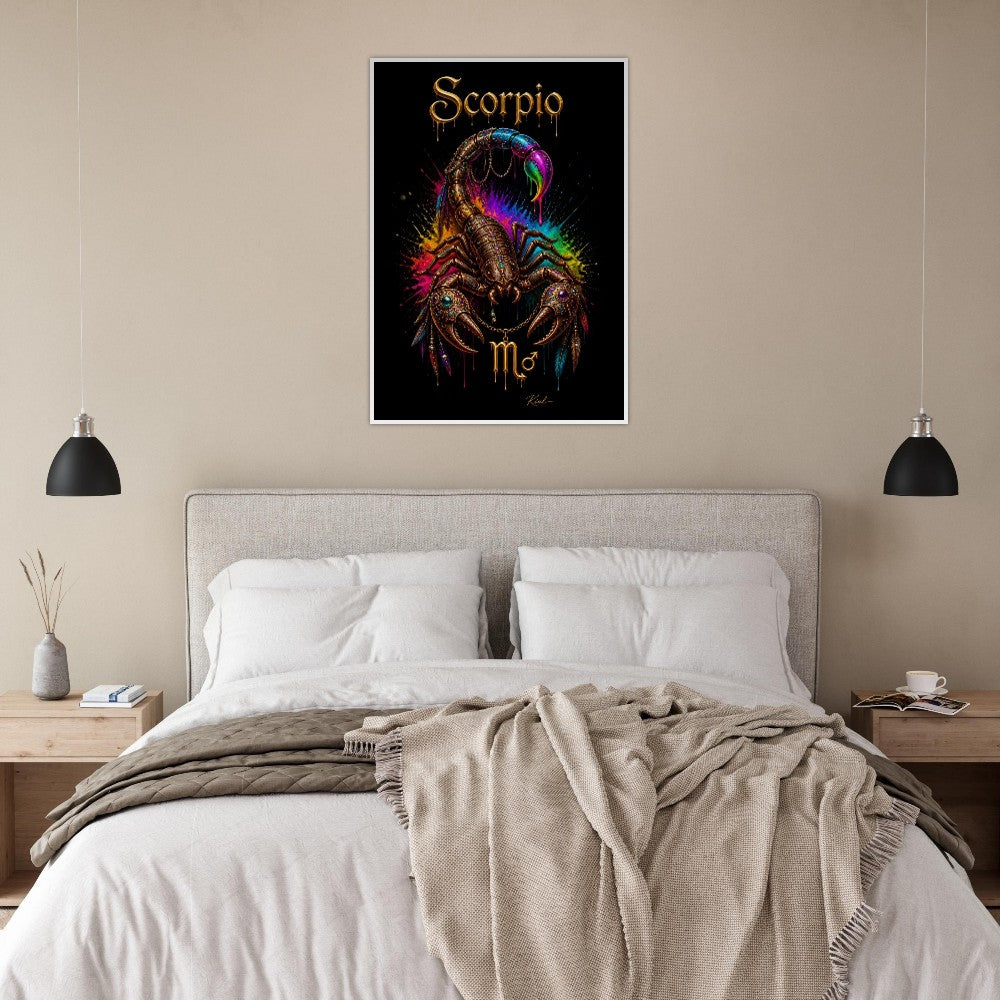 Scorpio Neon Zodiac Scorpion Poster, Colorful Wall Art, Zodiac Gift for Him, Danish Art Studio
