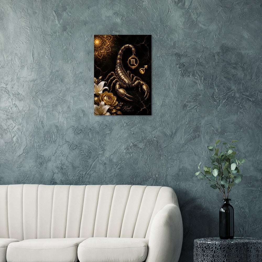 Scorpio Zodiac Scorpion Poster, Gold Wall Art, Zodiac Gift for Him, Danish Art Studio