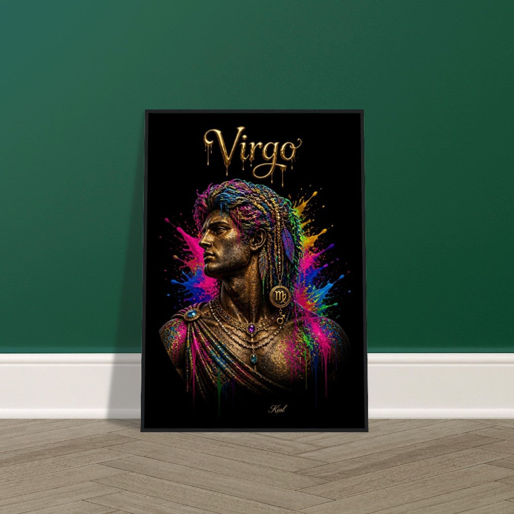 Virgo Neon Zodiac Maiden Poster, Colorful Wall Art, Artistic Astrology Canvas, Zodiac Gift for Him, Danish Art Studio