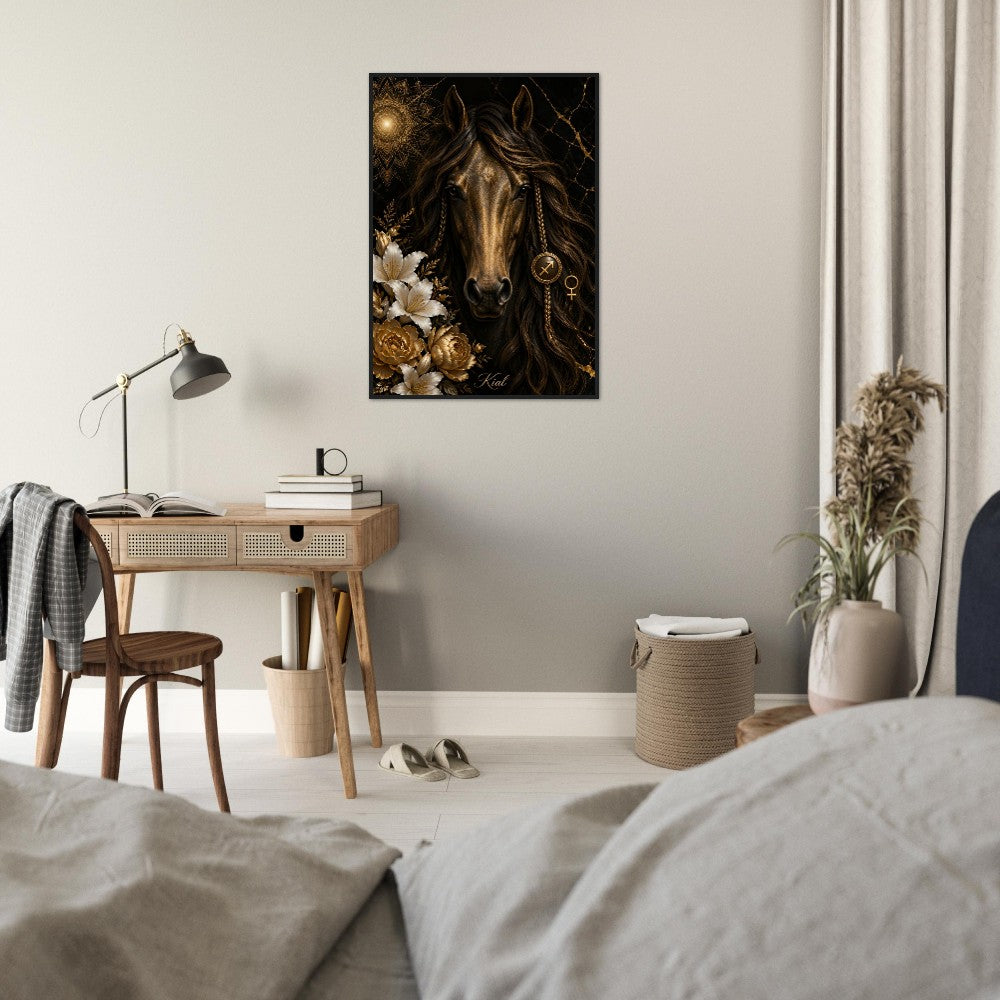 Sagittarius Zodiac Horse Poster, Gold Wall Art, Zodiac Gift for Her, Danish Art Studio