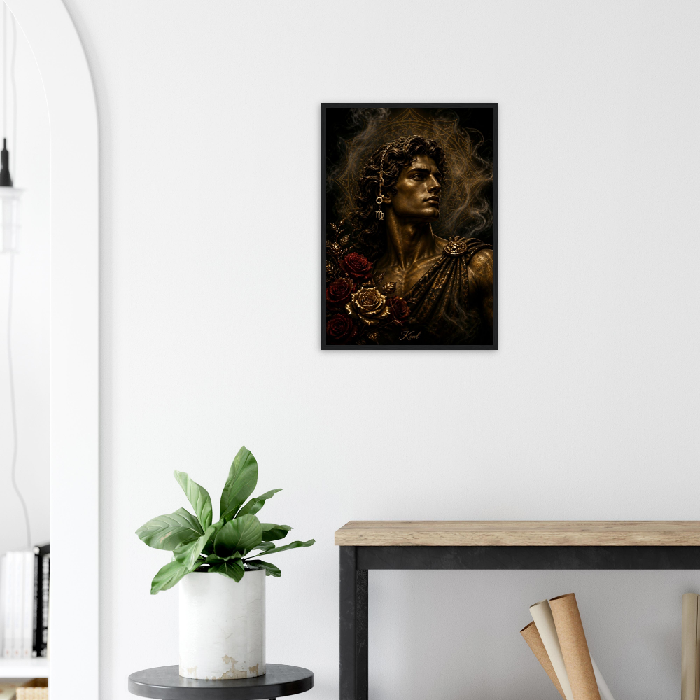 Virgo Zodiac Maiden Poster, Gold Wall Art, Astrology Canvas, Maiden Portrait, Zodiac Gift for Him, Danish Art Studio